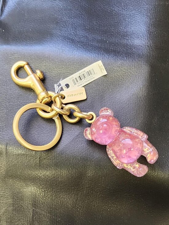 Coach Accessories - Coach Pink Glitter Resin Bear Handbag Charm / Keychain